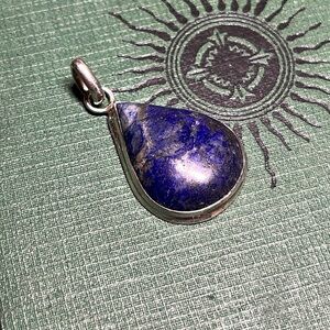 Natural Lapis Lazuli Teardrop Pendant 925 Sterling Silver Stone Necklace Charm